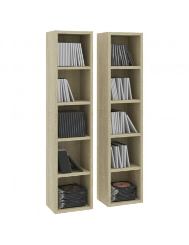Mobili Porta CD 2pz Rovere Sonoma 21x16x93,5 Legno Multistrato