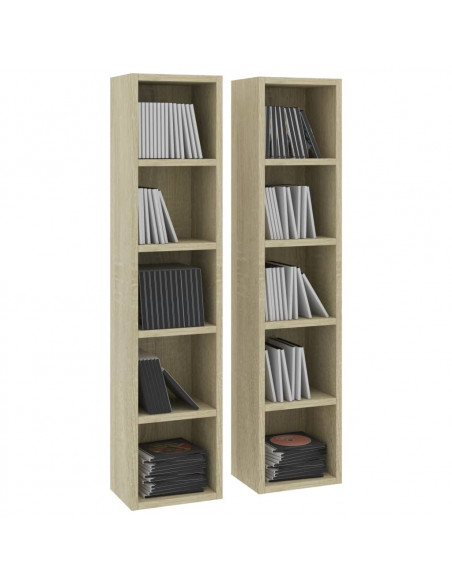 Mobili Porta CD 2pz Rovere Sonoma 21x16x93,5 Legno Multistrato