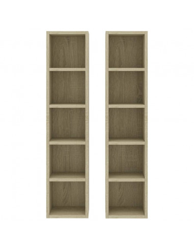 Mobili Porta CD 2pz Rovere Sonoma 21x16x93,5 Legno Multistrato