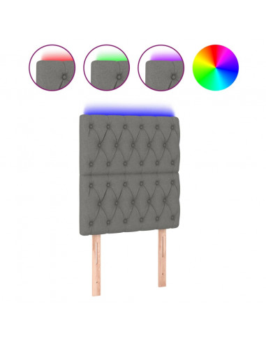 Testiera a LED Grigio Scuro 80x7x118/128 cm in Tessuto