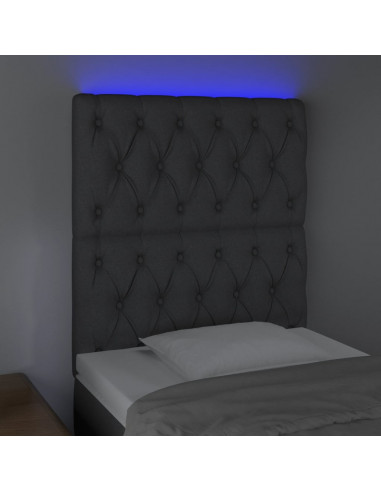 Testiera a LED Grigio Scuro 80x7x118/128 cm in Tessuto