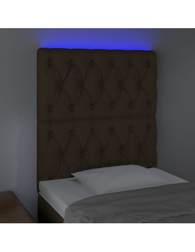 Testiera a LED Marrone Scuro 80x7x118/128 cm in Tessuto