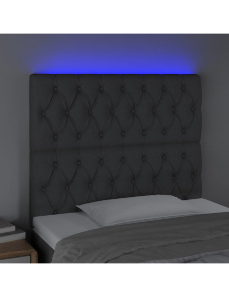 Testiera a LED Grigio Scuro 90x7x118/128 cm in Tessuto