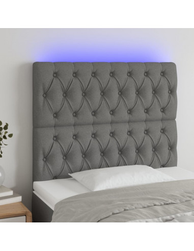 Testiera a LED Grigio Scuro 90x7x118/128 cm in Tessuto