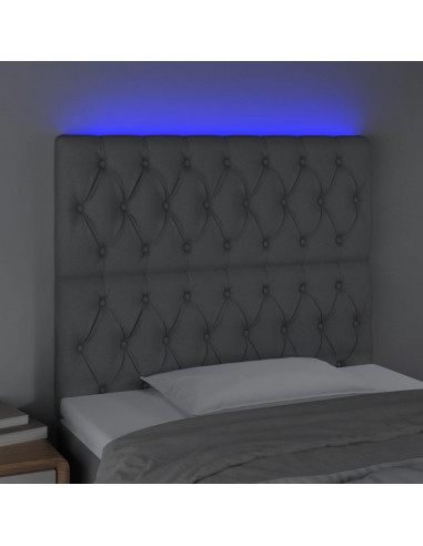 Testiera a LED Grigio Chiaro 100x7x118/128 cm in Tessuto