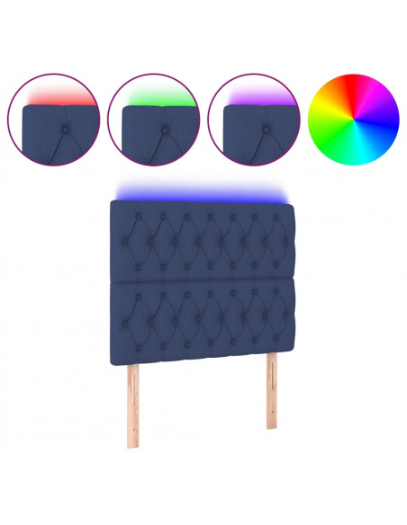 Testiera a LED Blu 100x7x118/128 cm in Tessuto