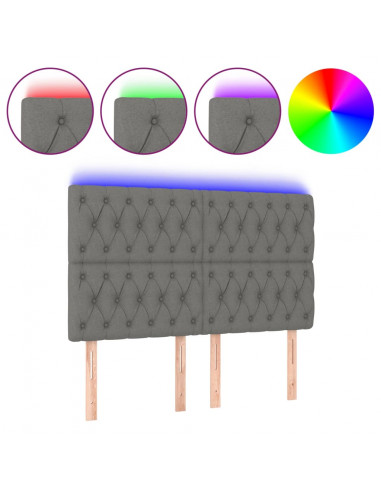 Testiera a LED GrigioScuro 144x7x118/128cm inTessuto