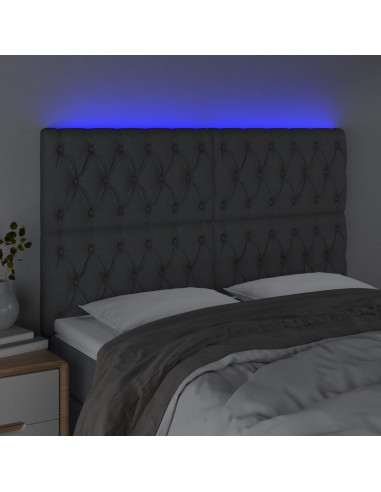 Testiera a LED GrigioScuro 144x7x118/128cm inTessuto