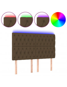 Testiera a LED Marrone Scuro 144x7x118/128 cm in Tessuto 2