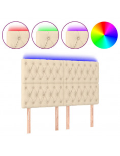 Testiera a LED Crema 144x7x118/128 cm in Tessuto 2