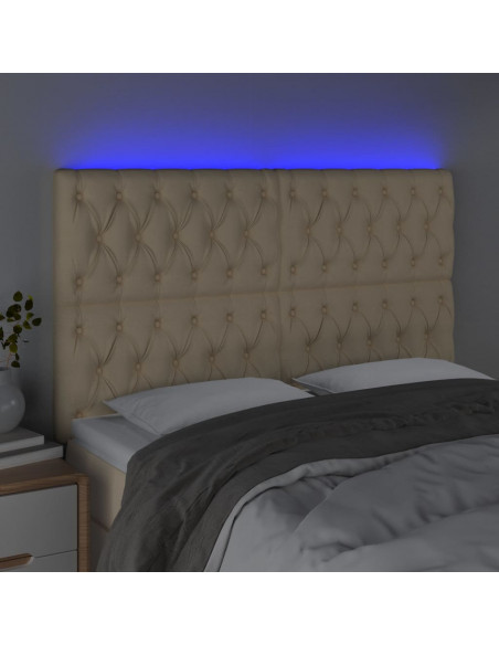 Testiera a LED Crema 144x7x118/128 cm in Tessuto