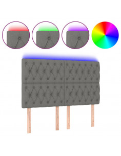 Testiera a LED GrigioScuro 160x7x118/128cm inTessuto 2