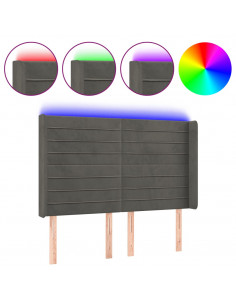 Testiera a LED Grigio Scuro 147x16x118/128cm in Velluto 2