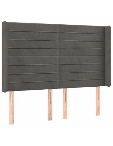 Testiera a LED Grigio Scuro 147x16x118/128cm in Velluto