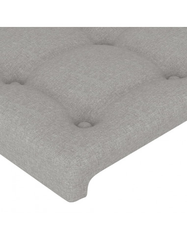 Testiera a LED Grigio Chiaro 103x16x118/128 cm in Tessuto