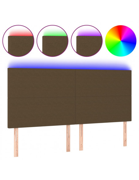 Testiera a LED Marrone scuro 200x5x118/128cm in Tessuto