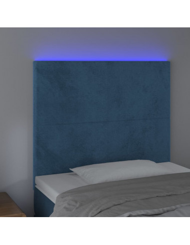 Testiera a LED Blu Scuro 90x5x118/128 cm in Velluto