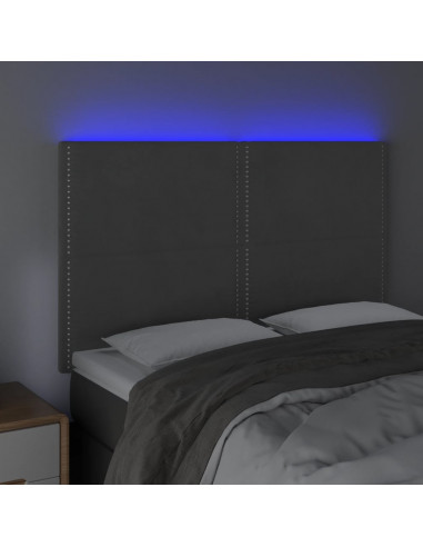 Testiera a LED Grigio Scuro 144x5x118/128cm in Velluto