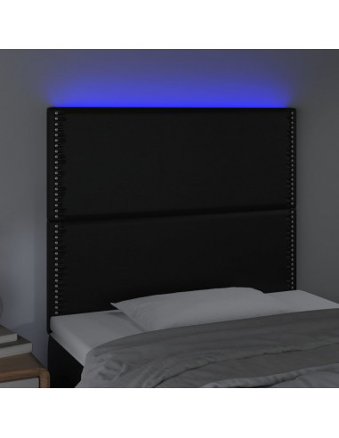 Testiera a LED nero 90x5x118/128 cm in Similpelle