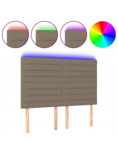 Testiera a LED Tortora 144x5x118/128 cm in Tessuto 2