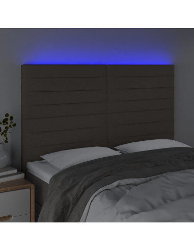 Testiera a LED Tortora 144x5x118/128 cm in Tessuto