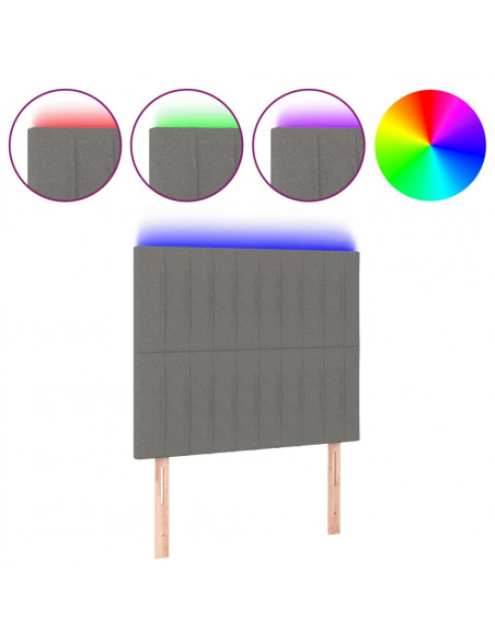 Testiera a LED Grigio Scuro 90x5x118/128 cm in Tessuto