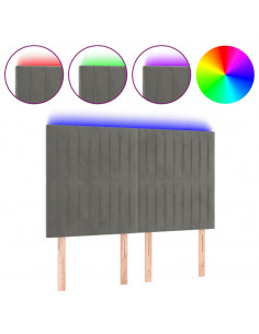 Testiera a LED Grigio Chiaro 144x5x118/128 cm in Velluto 2