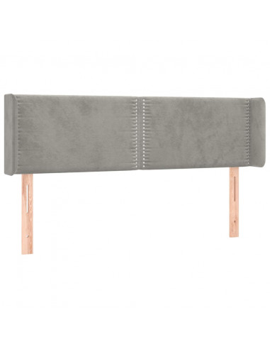 Testiera Grigio Chiaro a LED 147x16x78/88 cm in Velluto