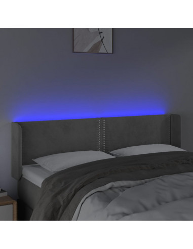 Testiera Grigio Chiaro a LED 147x16x78/88 cm in Velluto