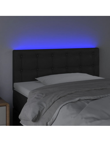 Testiera Nera a LED 100x5x78/88 cm in Similpelle