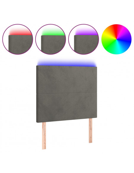 Testiera a LED Grigio Scuro 90x5x118/128 cm in Velluto
