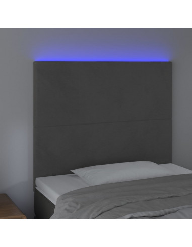 Testiera a LED Grigio Scuro 90x5x118/128 cm in Velluto