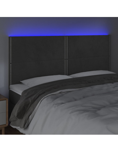 Testiera a LED GrigioScuro 200x5x118/128cm in Velluto