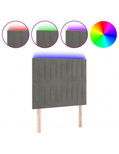 Testiera a LED Grigio Chiaro 80x5x118/128 cm in Velluto 2