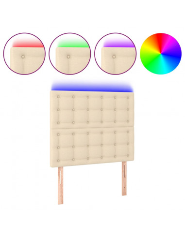 Testiera a LED Crema 100x5x118/128 cm in Tessuto