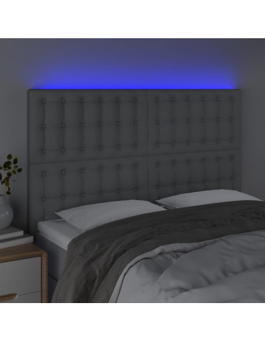 Testiera a LED Grigio Chiaro 144x5x118/128 cm in Tessuto