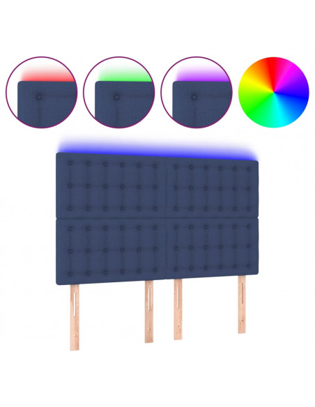 Testiera a LED Blu 144x5x118/128 cm in Tessuto