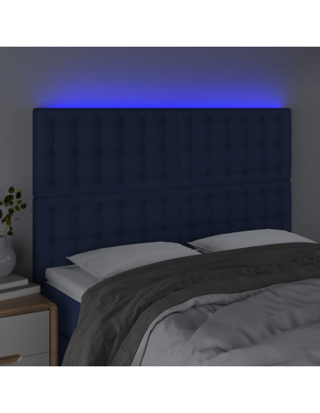Testiera a LED Blu 144x5x118/128 cm in Tessuto