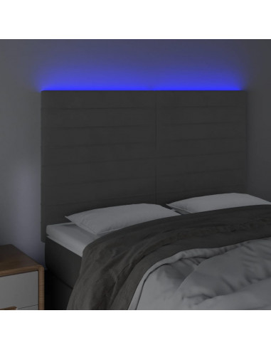 Testiera a LED Grigio Scuro 144x5x118/128cm in Velluto