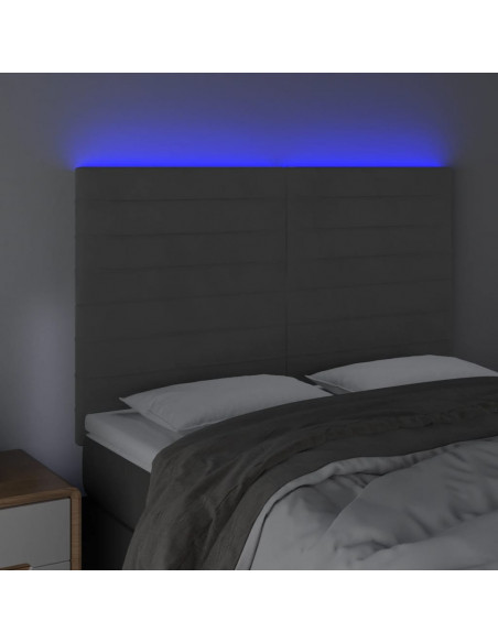 Testiera a LED Grigio Scuro 144x5x118/128cm in Velluto