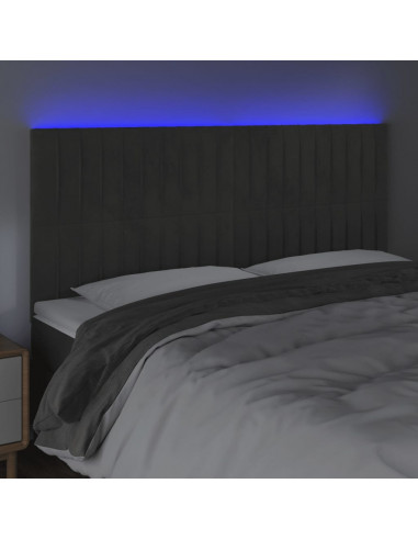 Testiera a LED GrigioScuro 200x5x118/128cm in Velluto