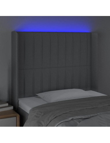 Testiera a LED Grigio Chiaro 93x16x118/128 cm in Tessuto