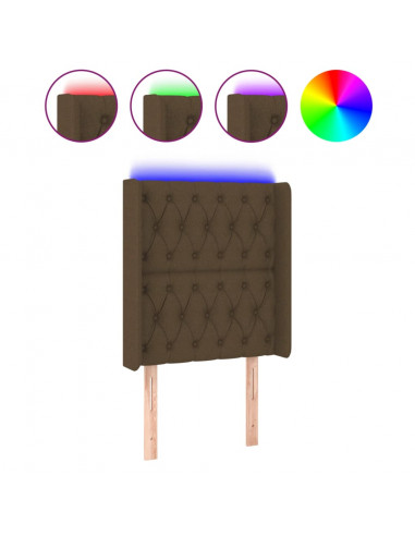 Testiera a LED Marrone Scuro 83x16x118/128 cm in Tessuto