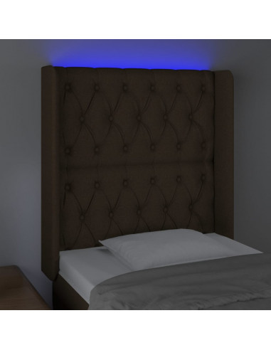 Testiera a LED Marrone Scuro 83x16x118/128 cm in Tessuto