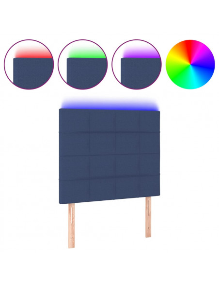 Testiera a LED Blu 100x5x118/128 cm in Tessuto