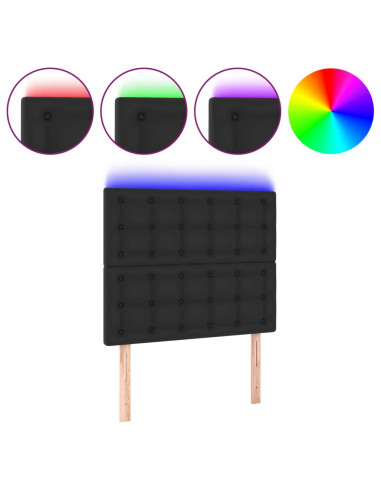 Testiera a LED Nera 80x5x118/128 cm in Similpelle