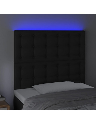 Testiera a LED Nera 80x5x118/128 cm in Similpelle