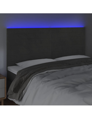 Testiera a LED GrigioScuro 200x5x118/128cm in Velluto