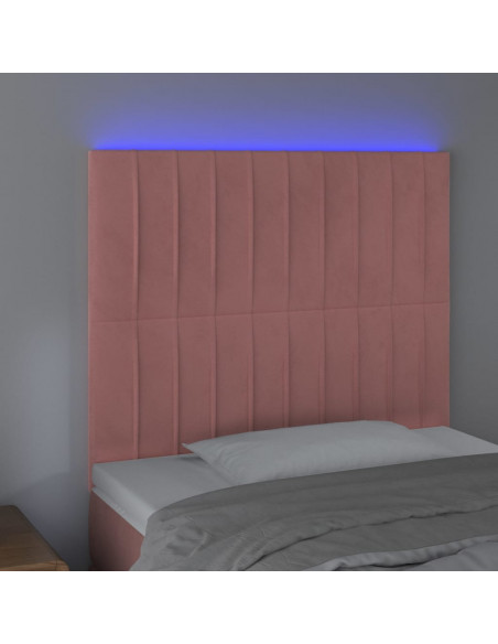 Testiera a LED Rosa 100x5x118/128 cm in Velluto