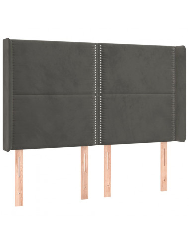 Testiera a LED Grigio Scuro 147x16x118/128cm in Velluto